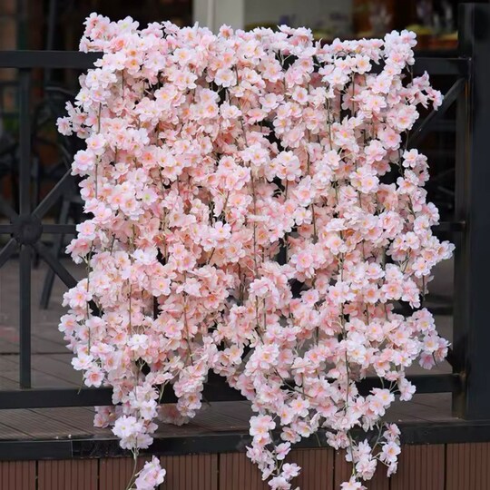 Area Deco; 11.8 ft Artificial Cherry Blossom Vines Fake Spring Flowers Hanging Silk Sakura Flower Garland for Wedding Party Decor, Pink; Category:Wreaths & Garlands; Image:1